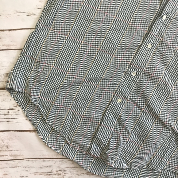 Lands' End Short Sleeve Green Plaid Seersucker - Picture 4 of 6